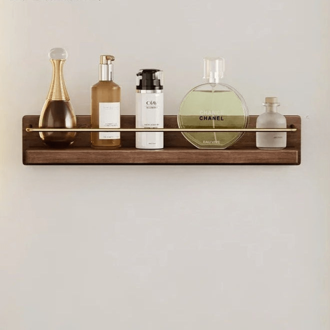 Wall coat rack made of bamboo with shelf & sturdy hooks