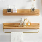 Wall coat rack made of bamboo with shelf & sturdy hooks