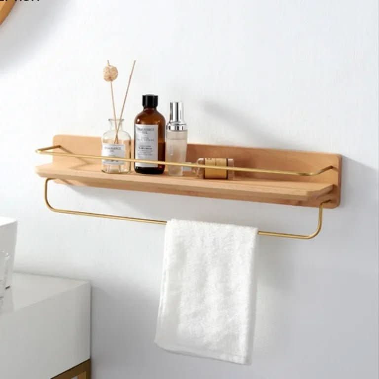 Wall coat rack made of bamboo with shelf & sturdy hooks