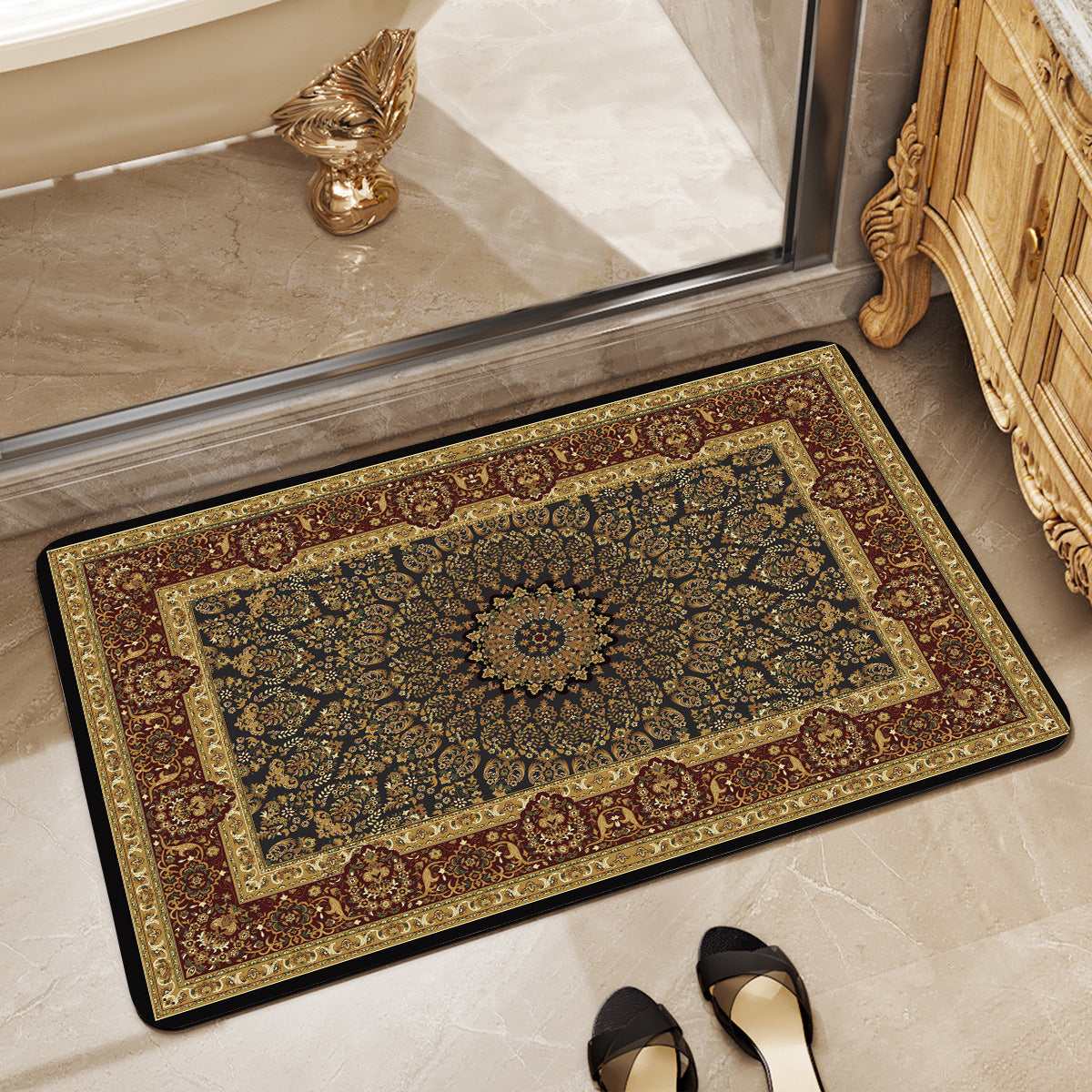 Floral-Patterned Luxury Bath Mat