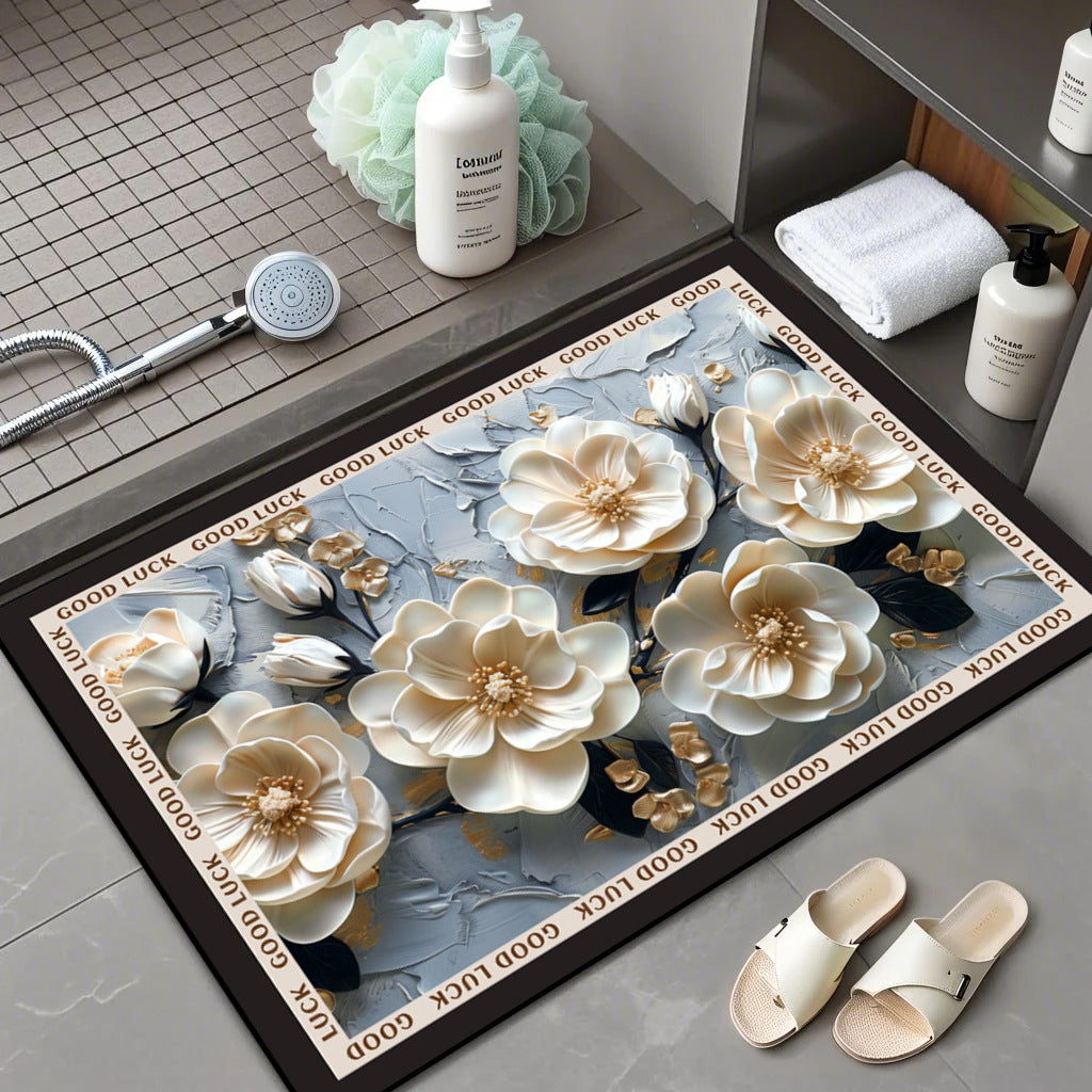Floral Patterned Memory Foam Bath Mat
