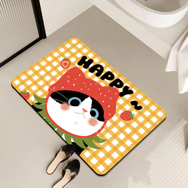 Cute Cartoon Bear-Themed Bath Mat