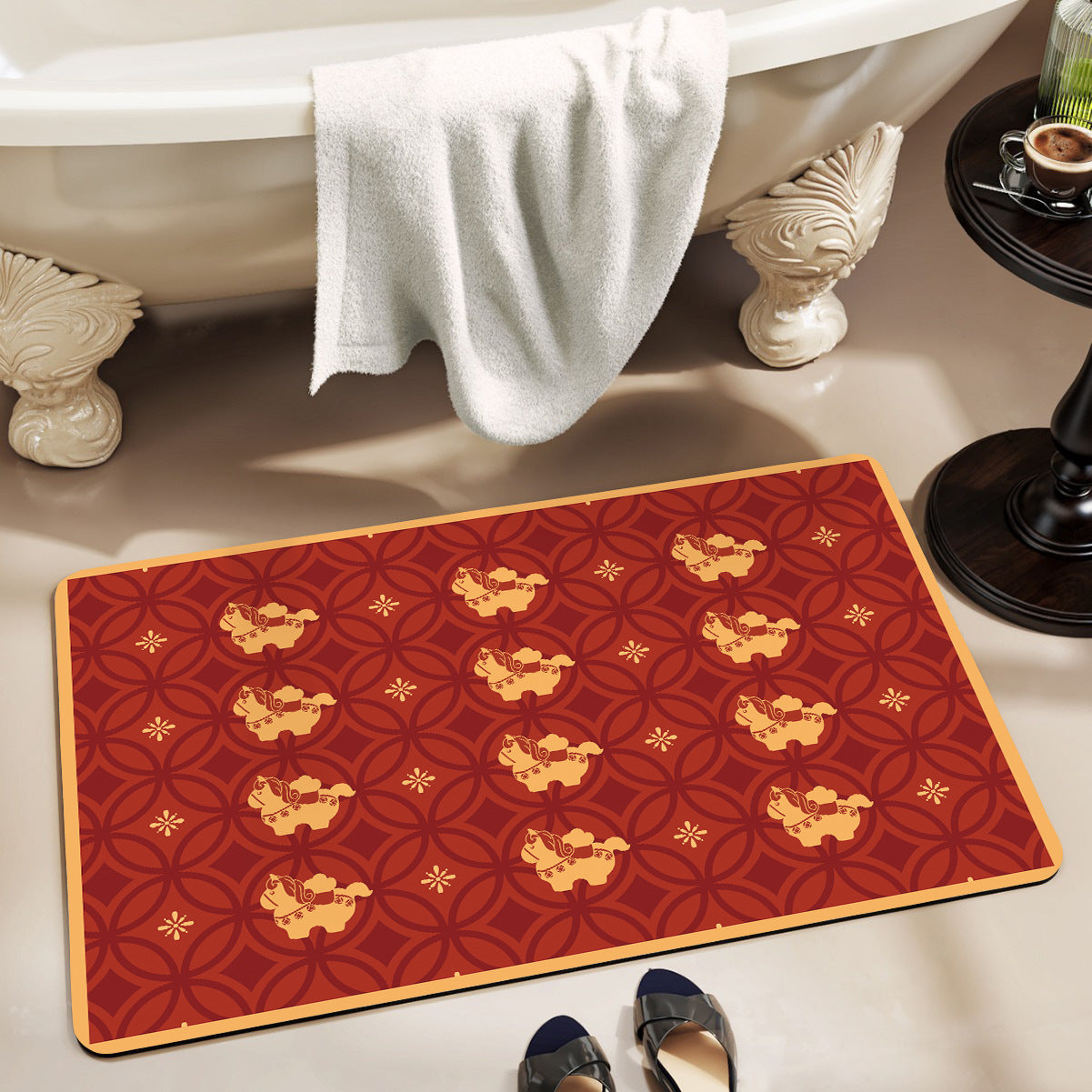 Playful Horse-Themed Memory Foam Bath Mat