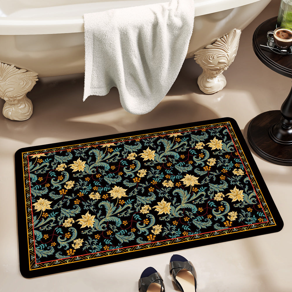 Vintage Floral Pattern Bath Mat