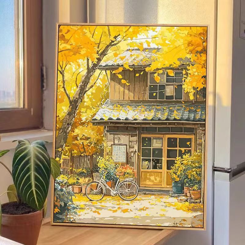 Autumn House Scene Canvas Wall Art Meroci