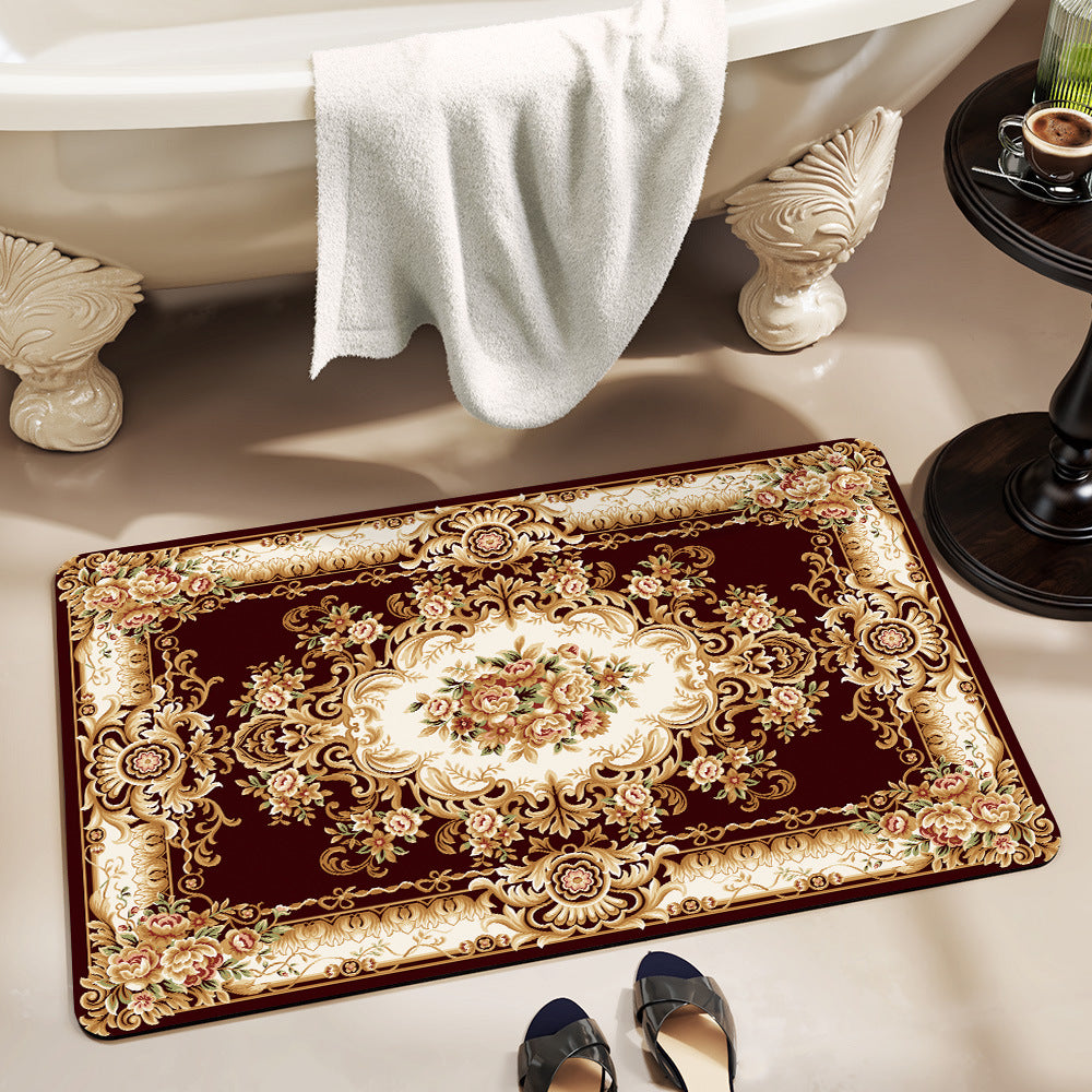 Vintage Floral Design Bath Mat