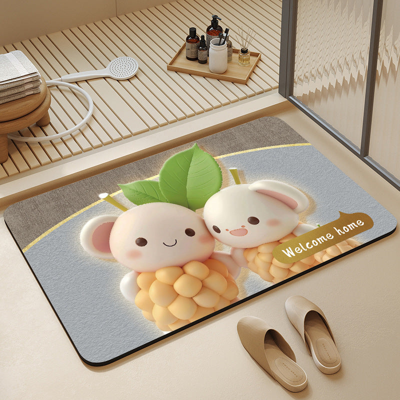 Whimsical Cabbage-Themed Welcome Mat