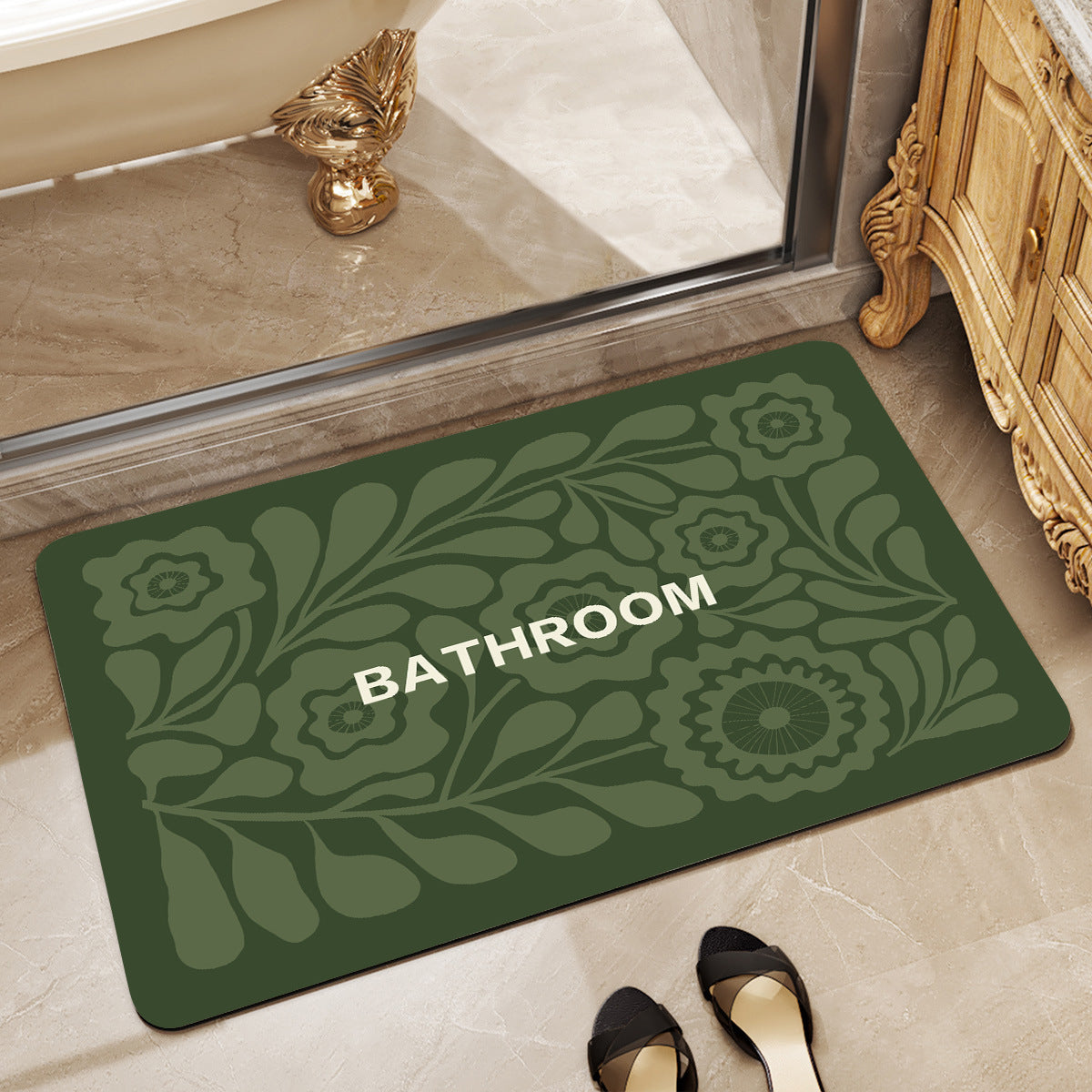 Decorative Floral Bathroom Mat