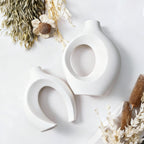 Sculptural Ceramic Interlocking Loop Vase Set Minimalist Tabletop Decor