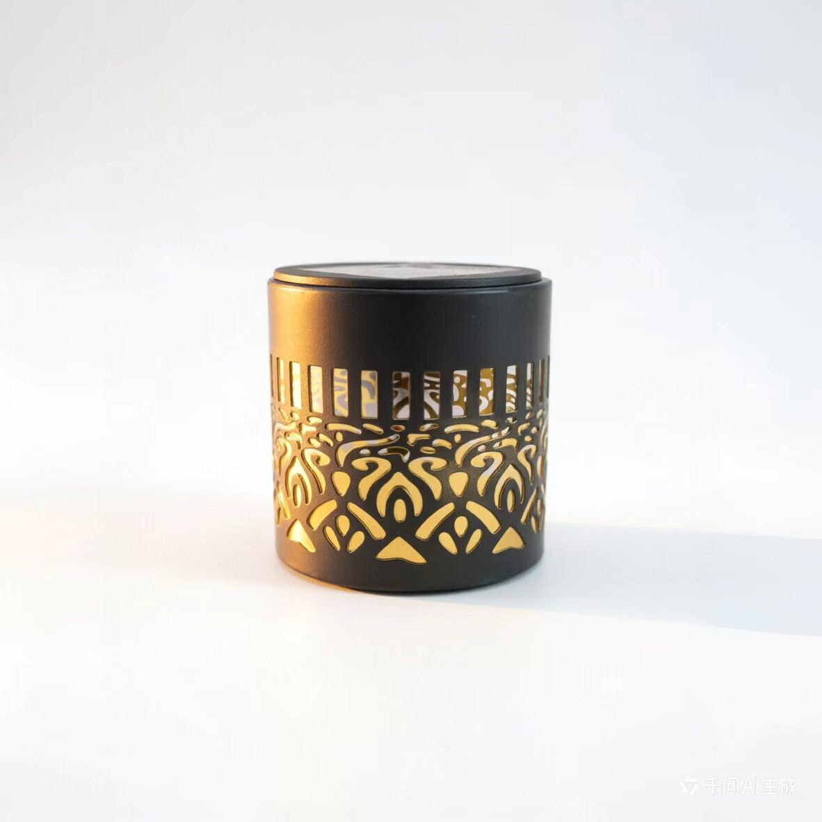 Decorative Solar-Powered Metal Lantern With Geometric Cutout And Warm LED Candle Effect
