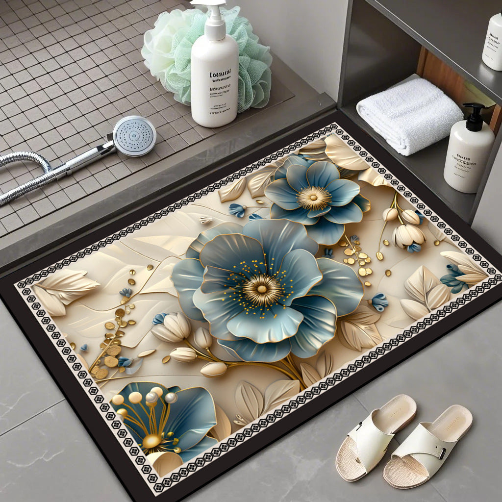 Floral Patterned Memory Foam Bath Mat