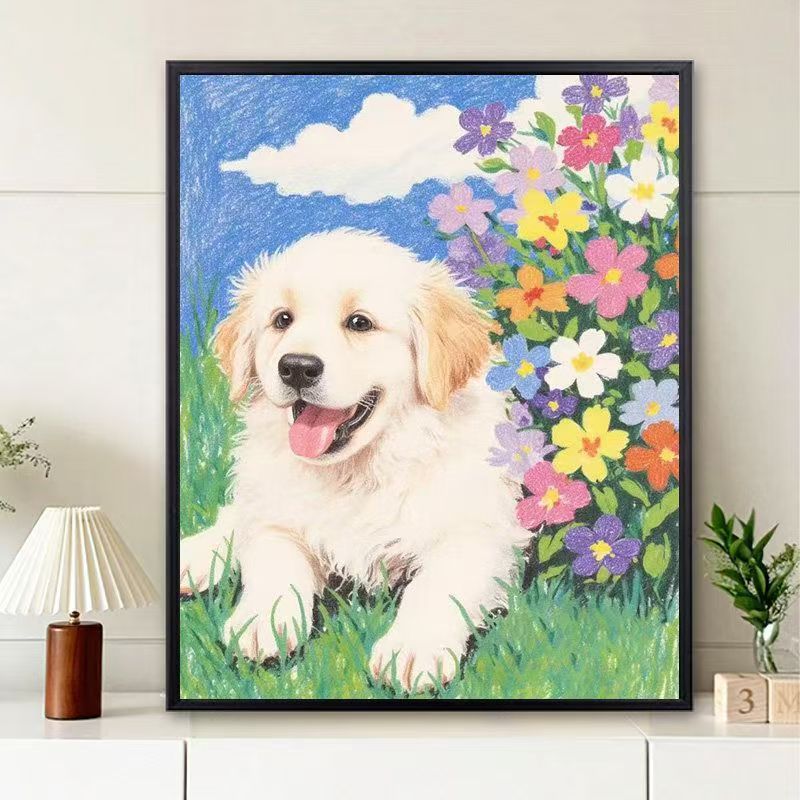 Cute Puppy Illustration Wall Art Meroci