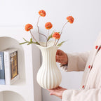 Elegant Ribbed Ceramic Flower Vase