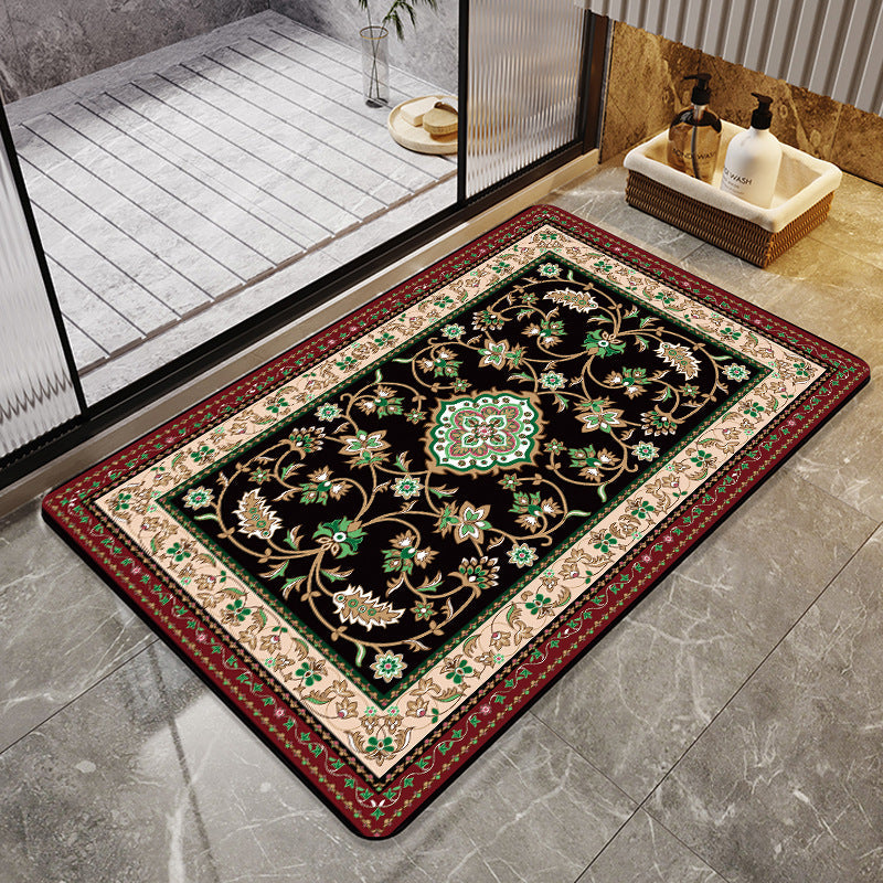 Vintage Floral Design Bath Mat
