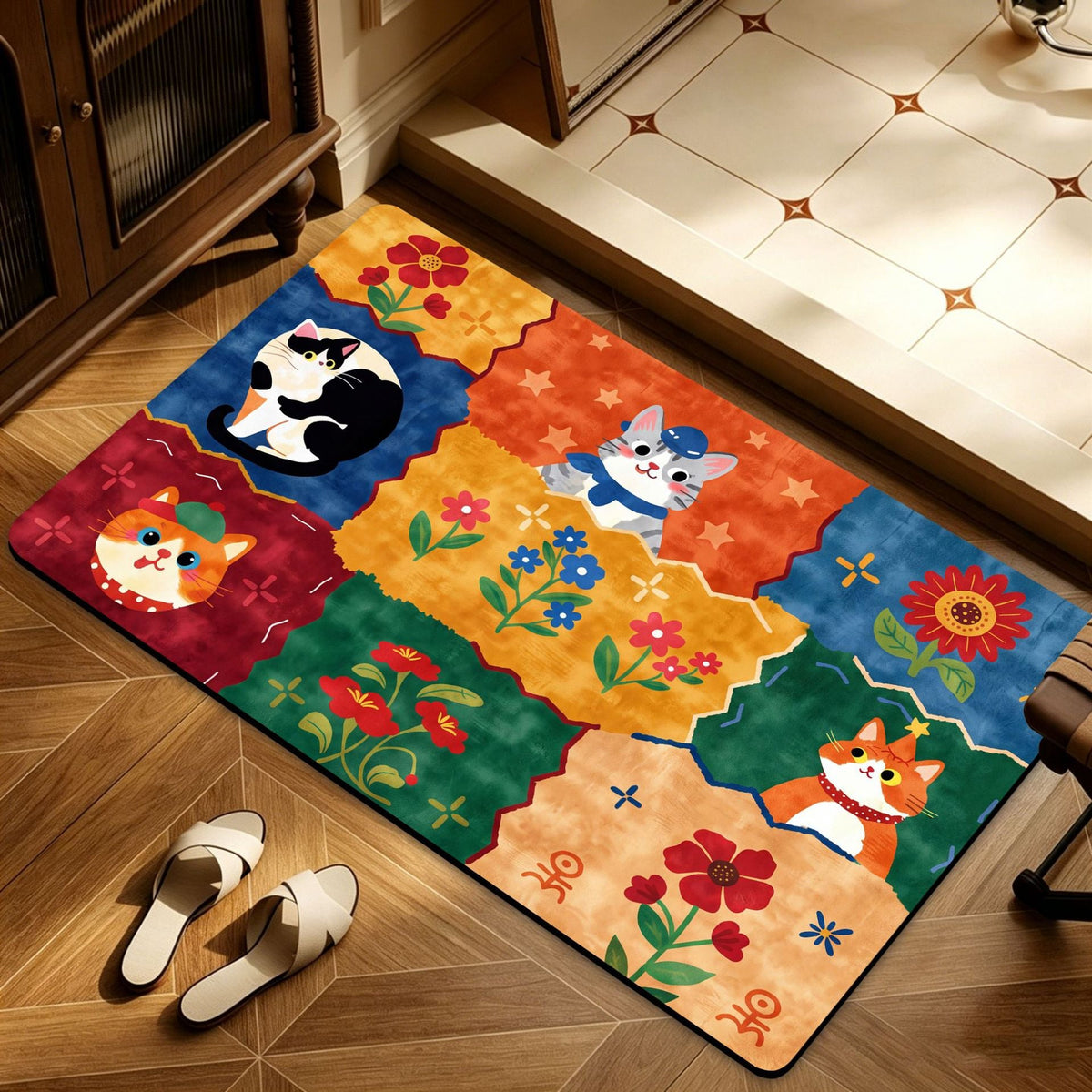 Artistic Floral Patterned Floor Mat