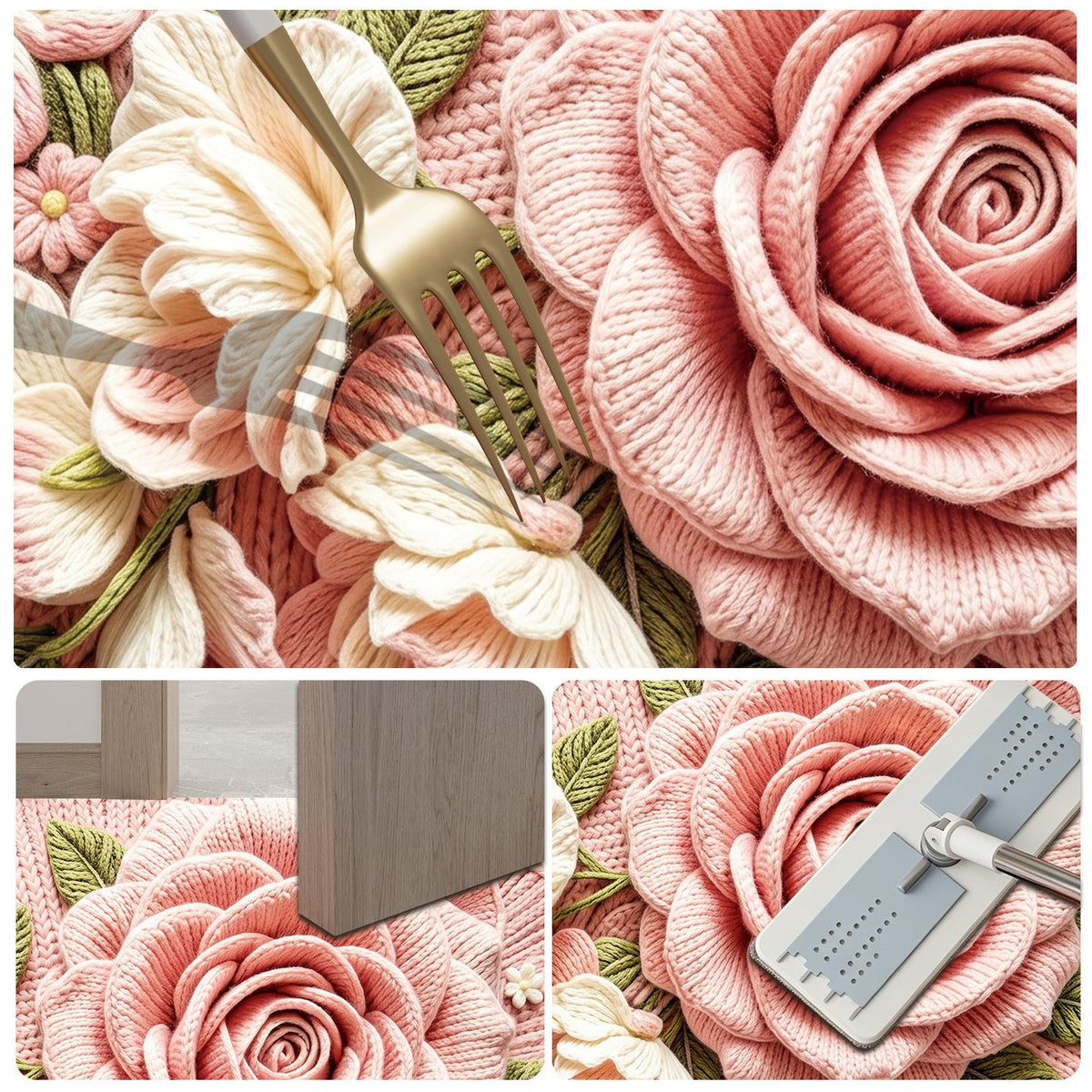 Floral Design Bathroom Mat