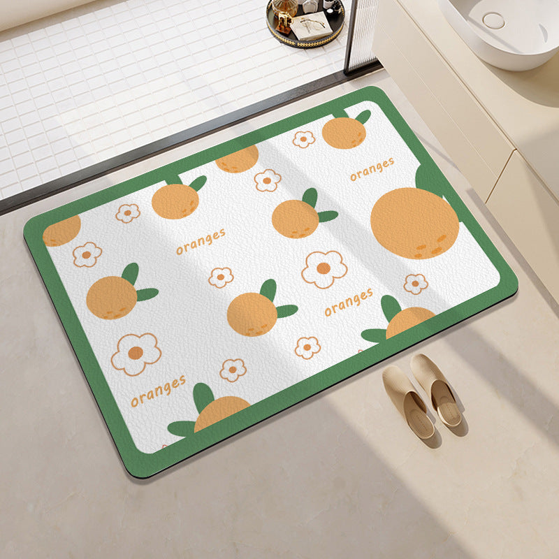 Orange-Themed Bathroom Mat