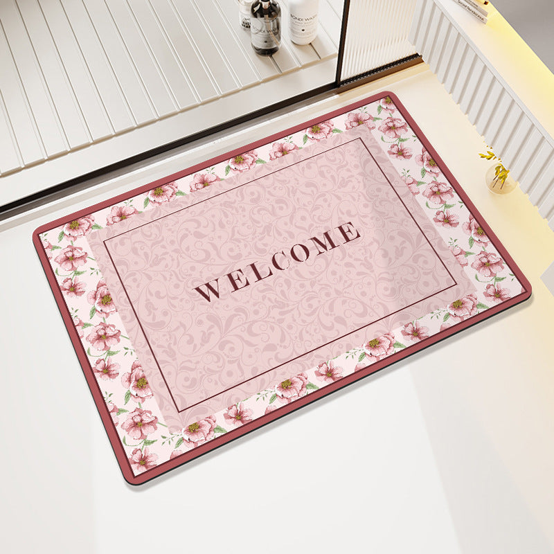 Floral Patterned Bathroom Mat