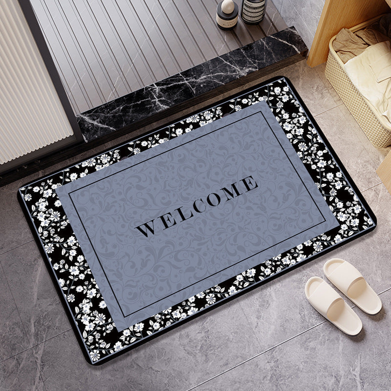 Vintage Floral Pattern Bath Mat