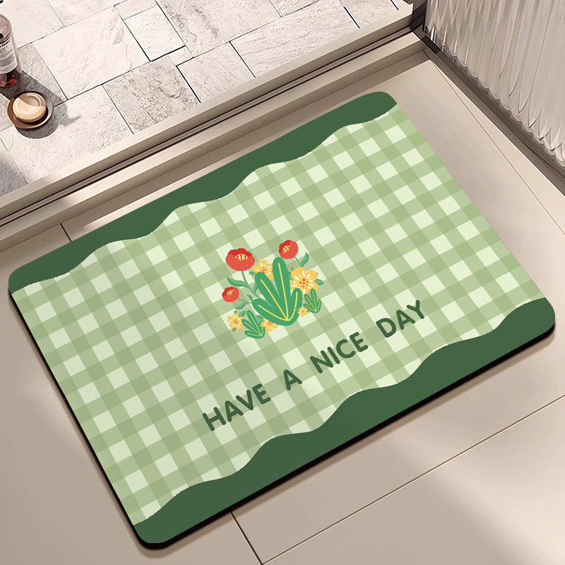 Cheerful Floral Design Indoor Area Mat