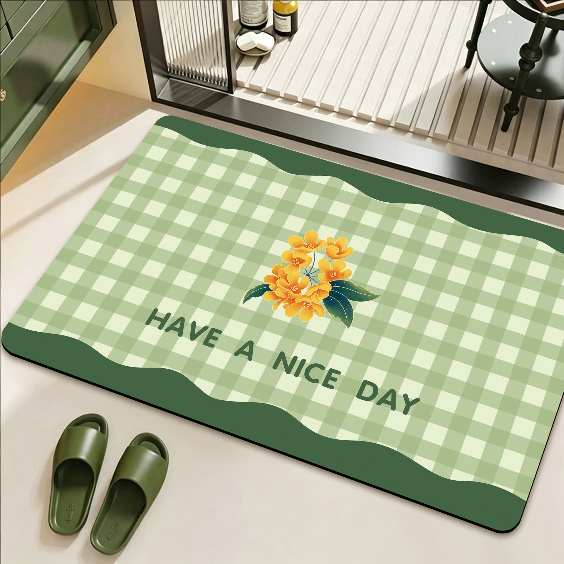 Stylish Floral Patterned Comfort Bath Mat