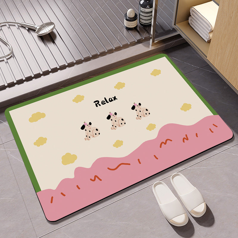 Floral Design Cotton Bath Mat