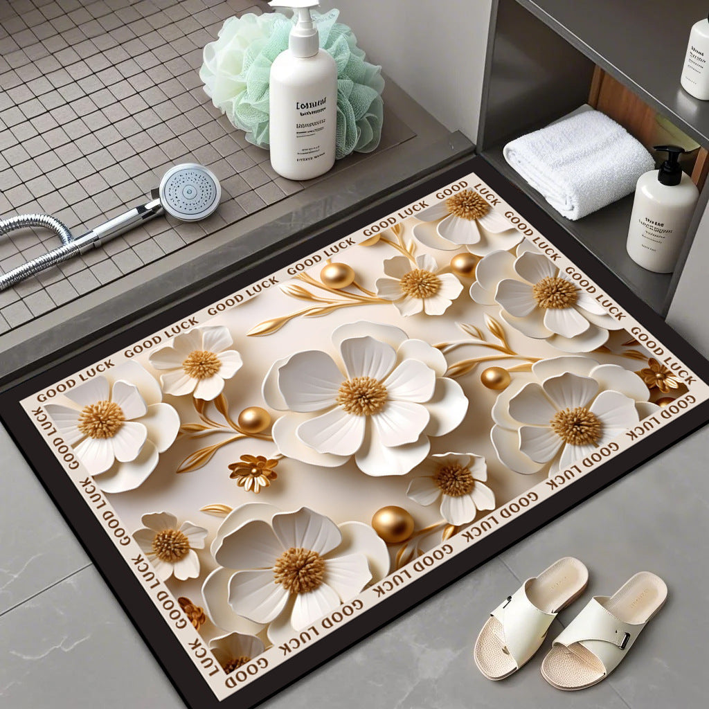 Floral Patterned Memory Foam Bath Mat