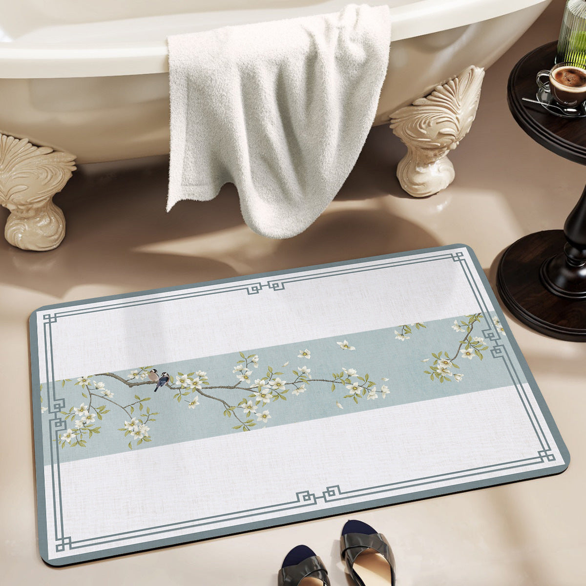 Artistic Floral Bath Mat