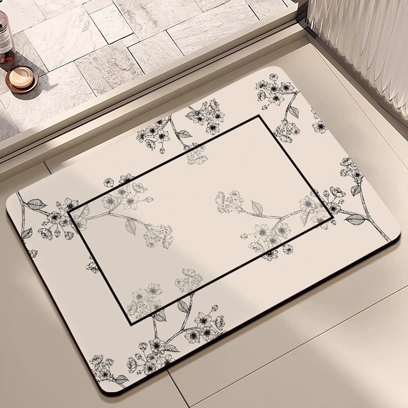 Floral Patterned Bathroom Mat