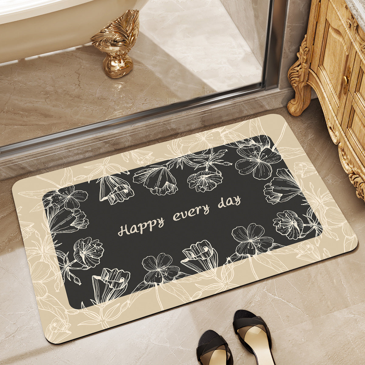 Floral Art Bathroom Mat