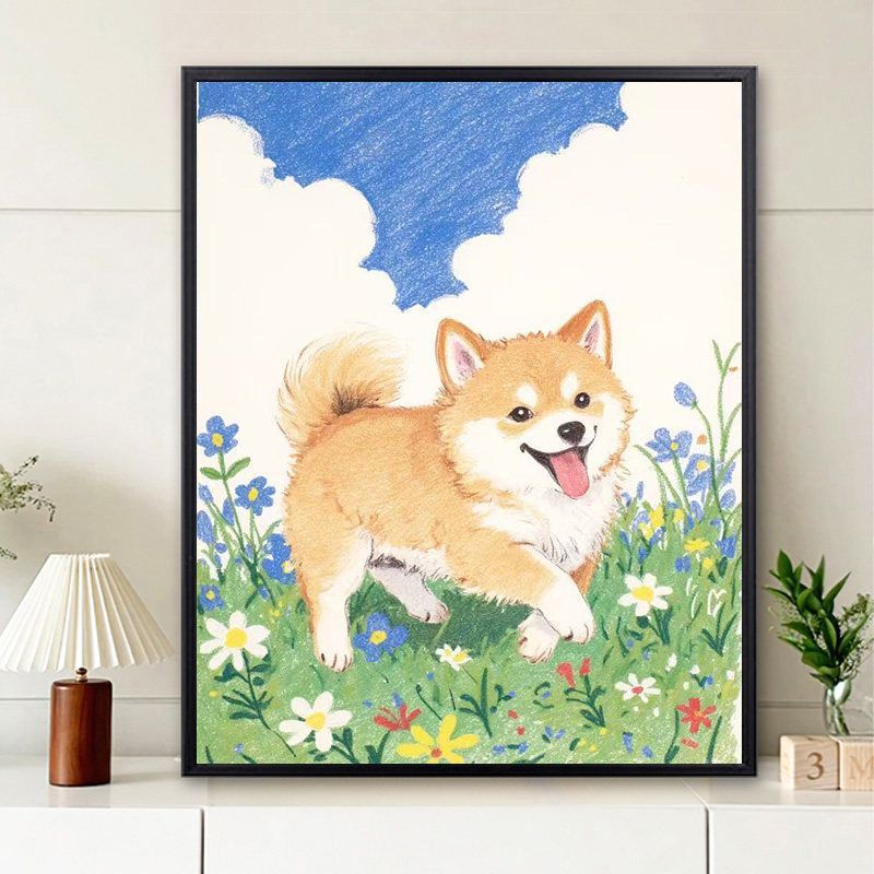 Cute Puppy Illustration Wall Art Meroci