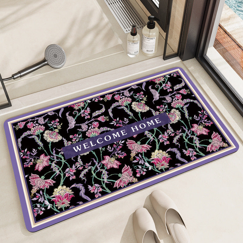Vintage Floral Pattern Bath Mat