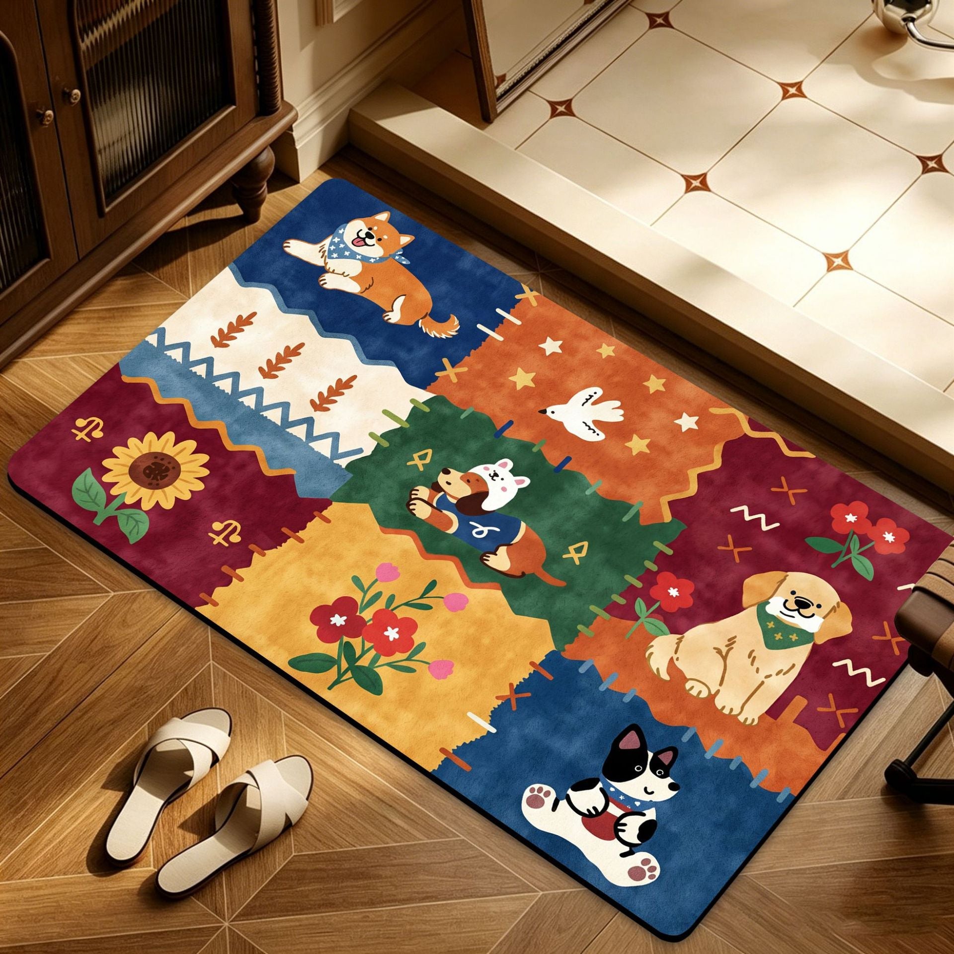 Artistic Floral Patterned Floor Mat