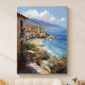 Coastal Village Scenic Painting Canvas Wall Art Meroci
