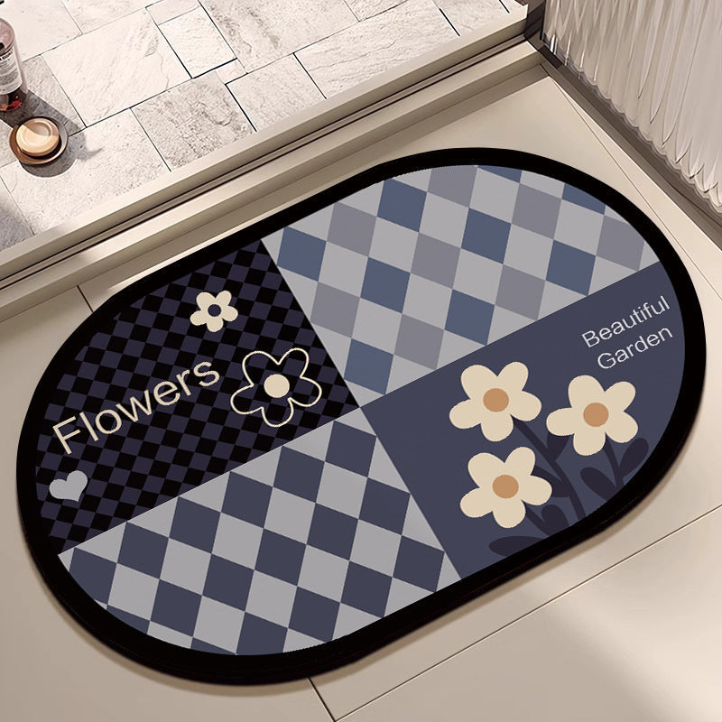 Floral Design Cotton Bath Mat