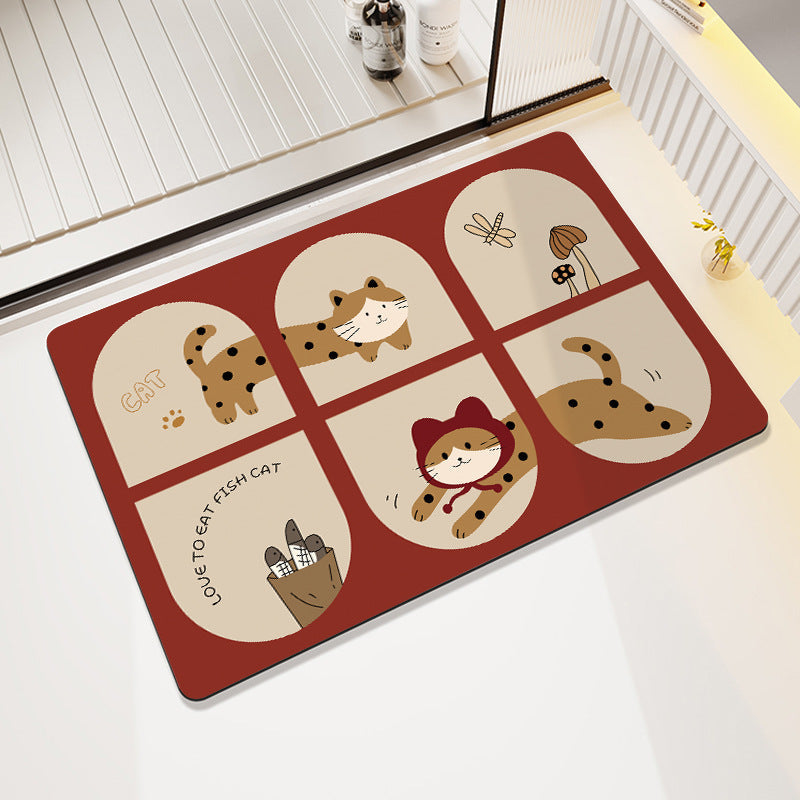 Playful Cartoon Dog-Themed Bath Mat