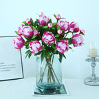 Realistic silk peony stem with buds and flexible long stem