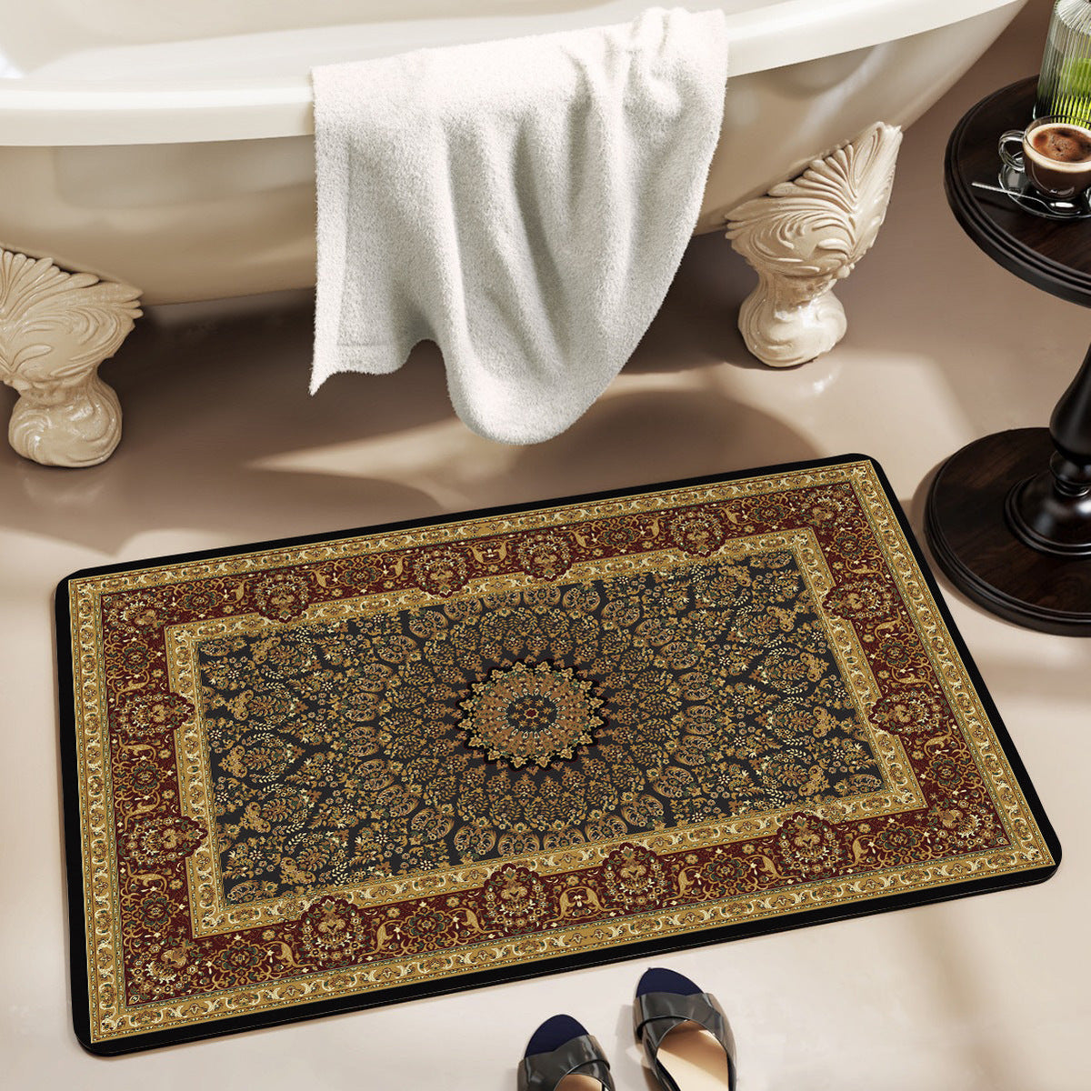 Vintage Floral Design Bath Mat