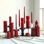 Ribbed Stacked Sphere Decorative Scented Pillar Candle With Long Cotton Wick