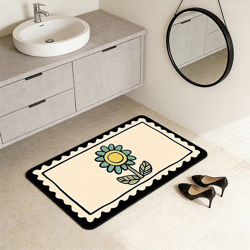 Decorative Floral Print Bath Mat