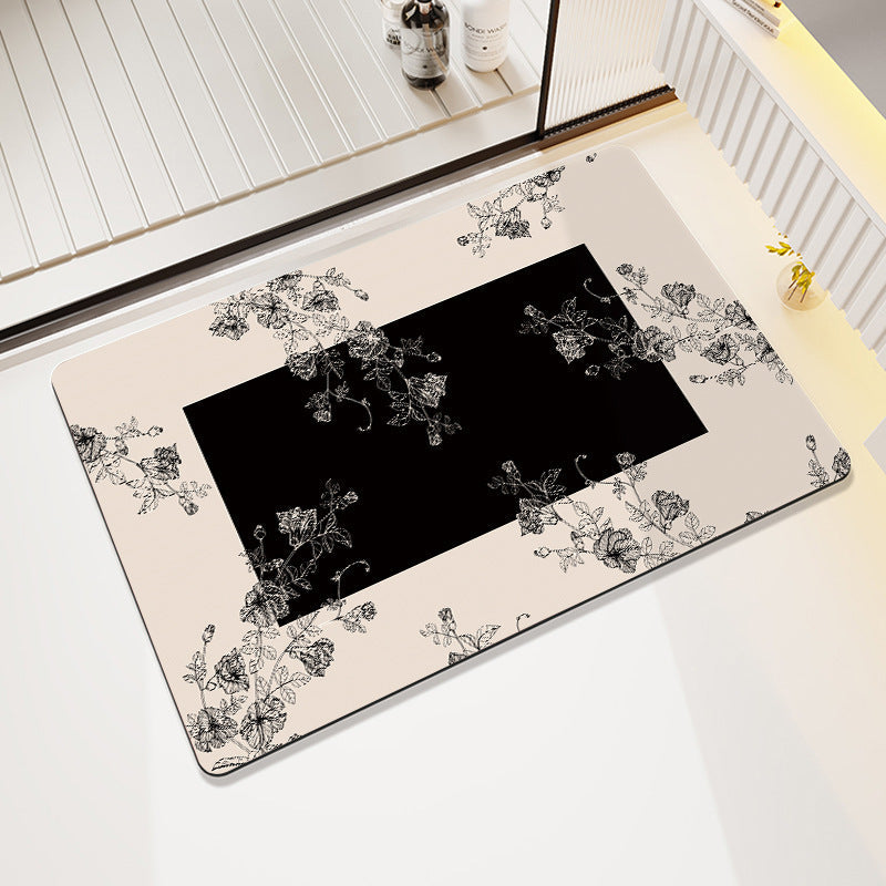 Floral Patterned Bathroom Mat