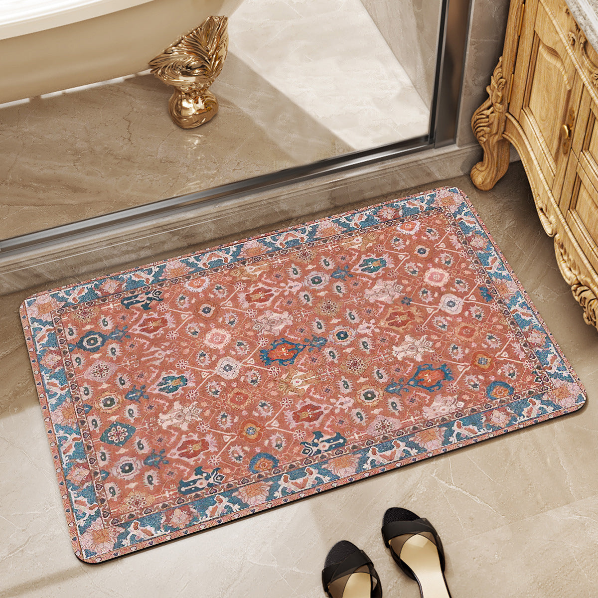 Elegant Vintage-Inspired Bath Mat