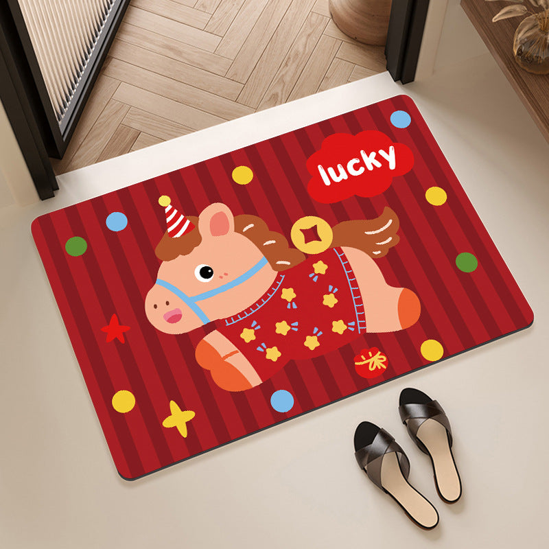 Playful Horse-Themed Memory Foam Bath Mat