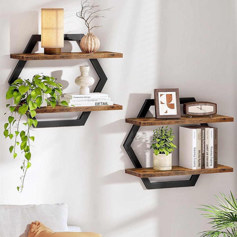 Wall shelf with modern honeycomb design