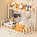 Wall-Mounted Double-Shelf Organizer with Hooks