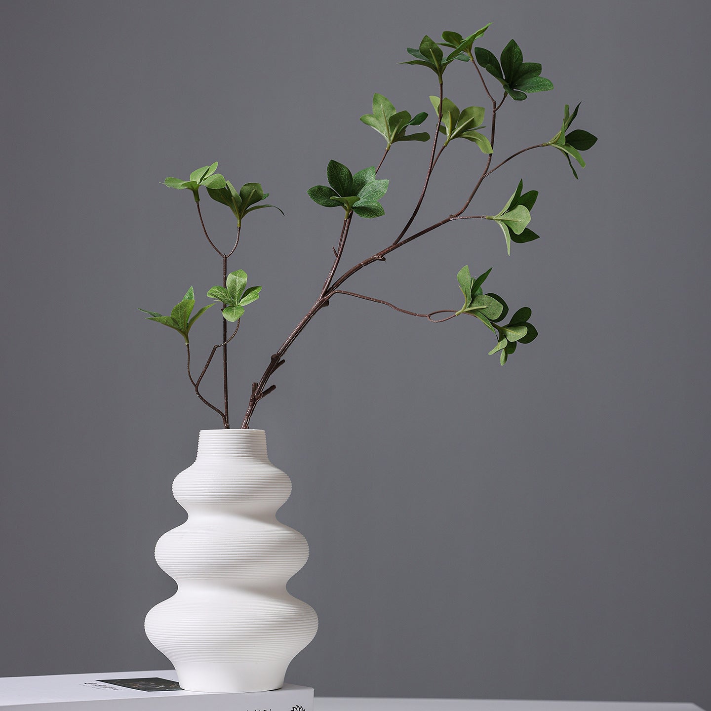 Modern Minimalist Ribbed Ceramic Vase