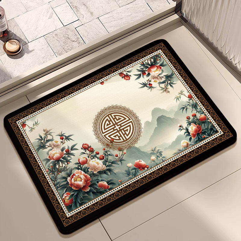 Artistic Floral Bath Mat