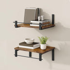 Wall shelf with industrial wood-metal design