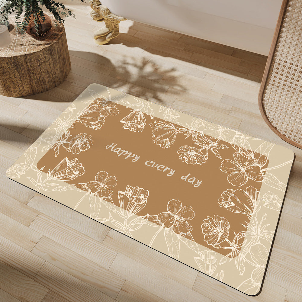 Floral Print Bath Mat