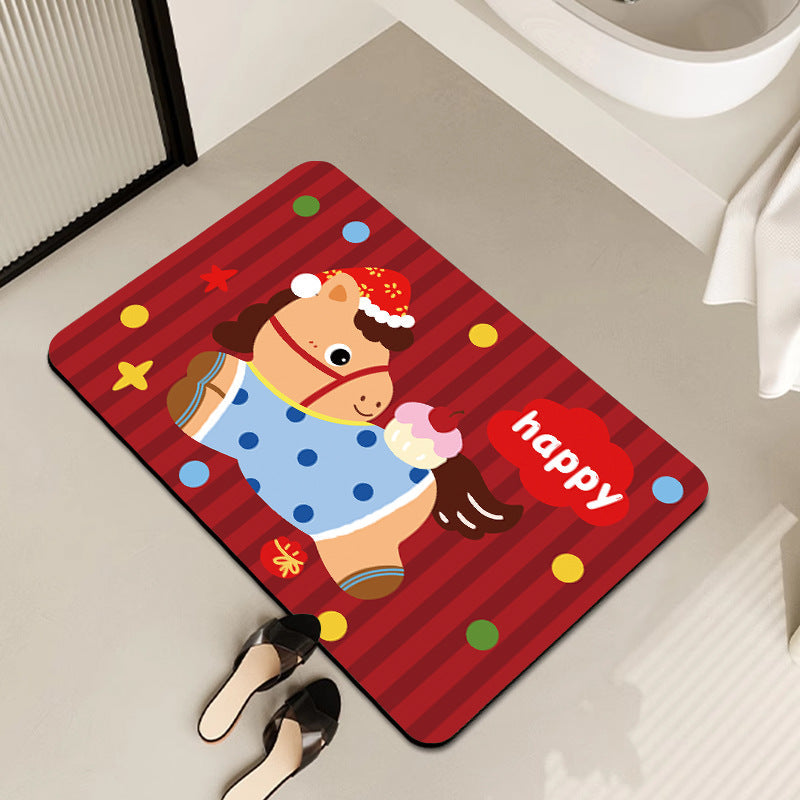 Playful Horse-Themed Memory Foam Bath Mat